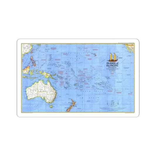 Pacific - Islands of the (1974) (Map) STICKER Vinyl Kiss-Cut Decal 2 Inch White - The Sticker Space