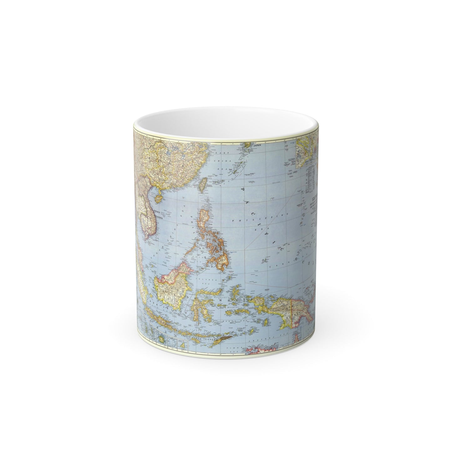 Pacific Islands - Southeast Asia (1944) (Map) Color Changing Mug 11oz-11oz-The Sticker Space