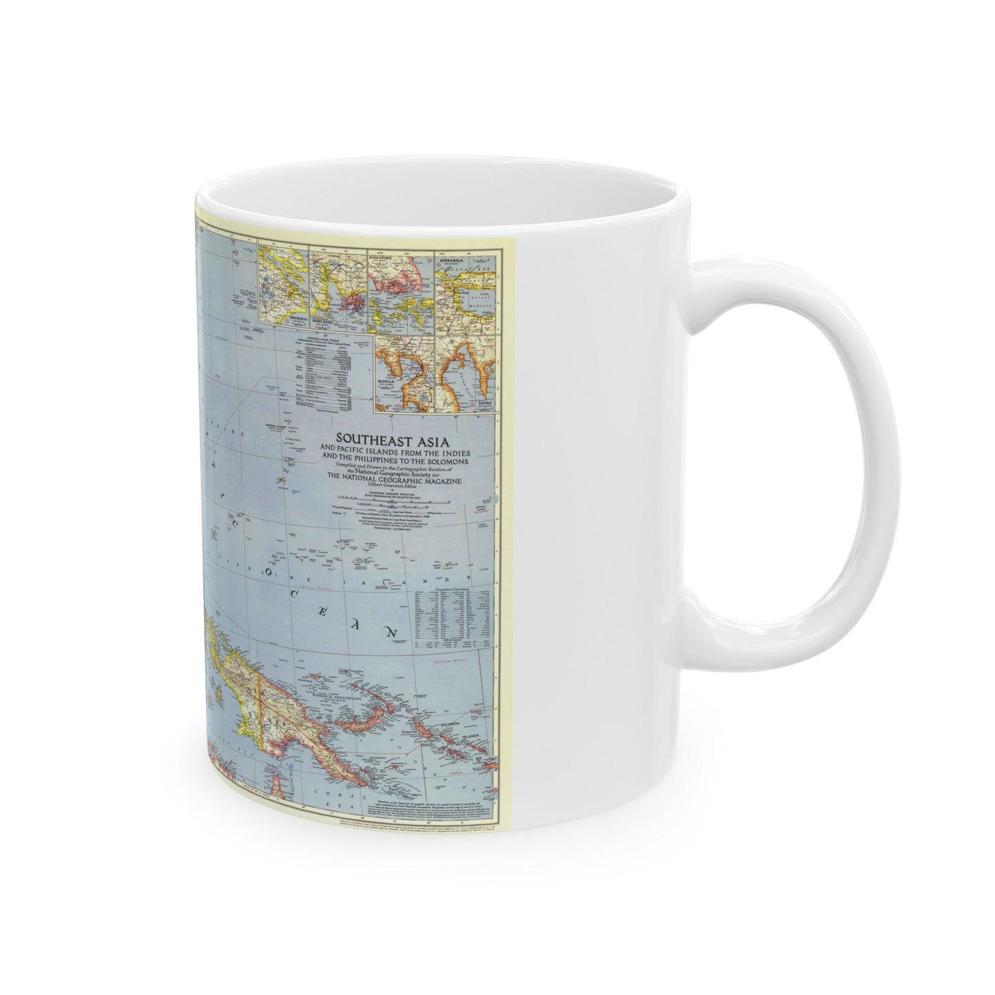 Pacific Islands - Southeast Asia (1944) (Map) White Coffee Mug-The Sticker Space