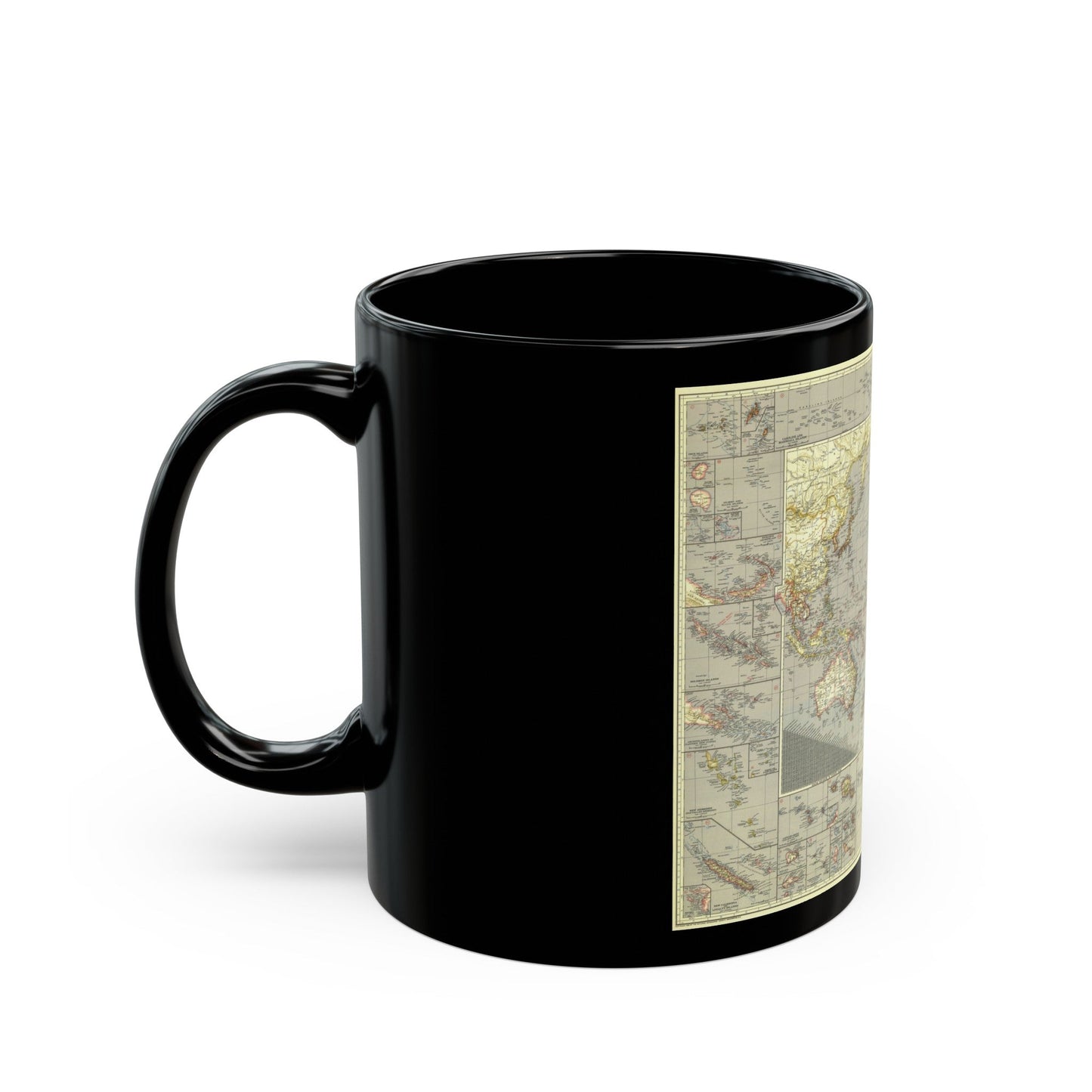 Pacific Ocean (1936) (Map) Black Coffee Mug-The Sticker Space