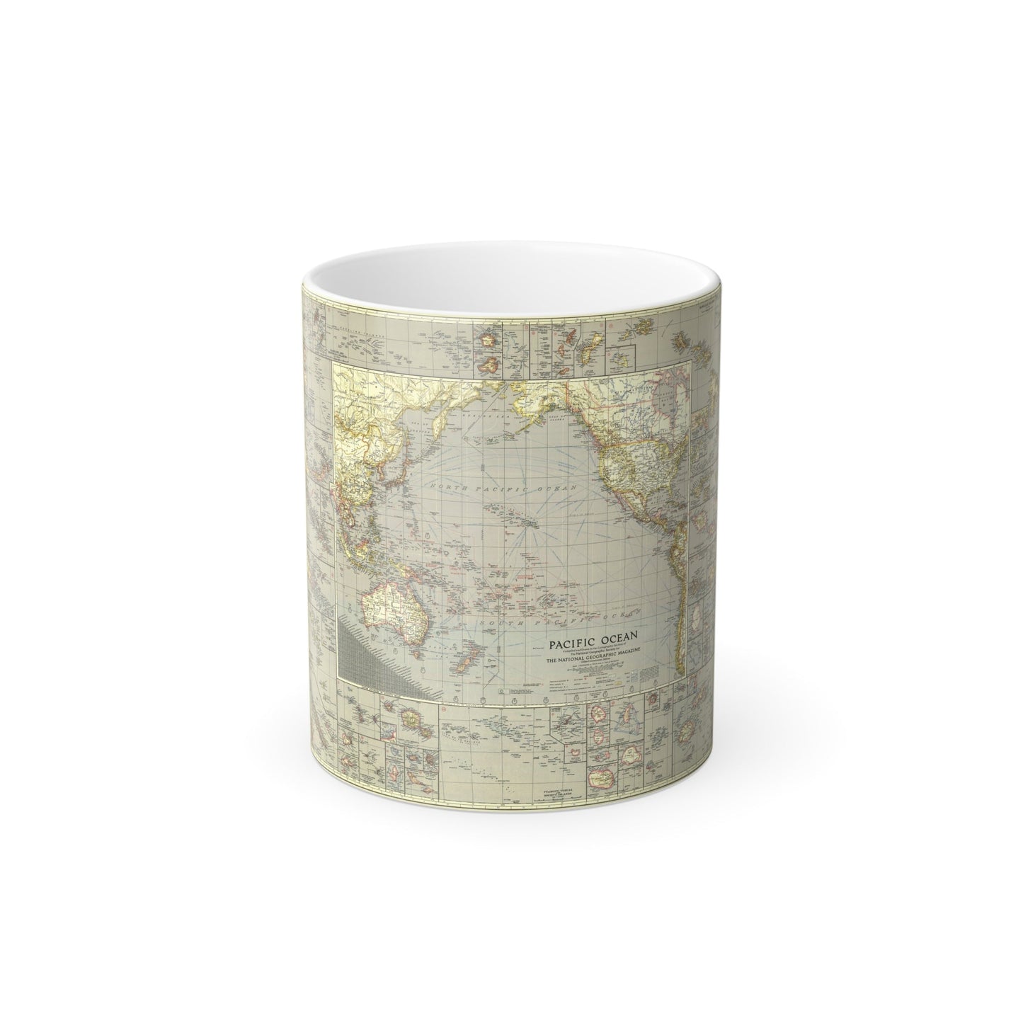 Pacific Ocean (1936) (Map) Color Changing Mug 11oz-11oz-The Sticker Space