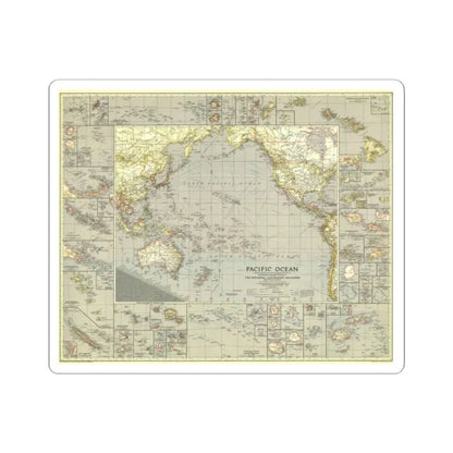 Pacific Ocean (1936) (Map) STICKER Vinyl Kiss-Cut Decal 2 Inch White - The Sticker Space