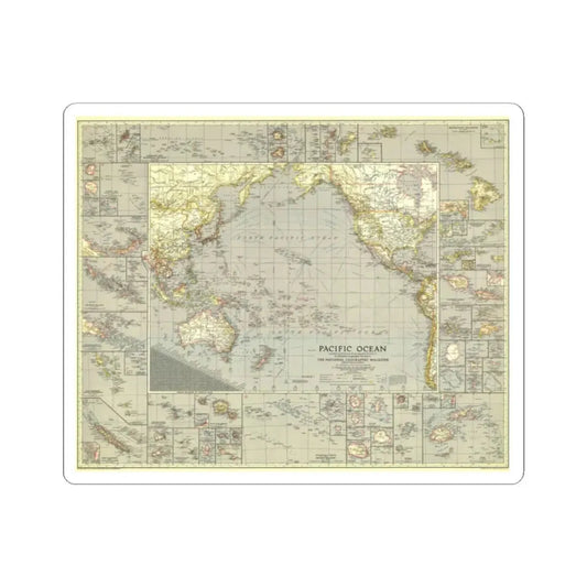 Pacific Ocean (1936) (Map) STICKER Vinyl Kiss-Cut Decal 2 Inch White - The Sticker Space