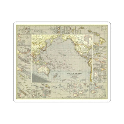 Pacific Ocean (1936) (Map) STICKER Vinyl Kiss-Cut Decal 6 Inch White - The Sticker Space