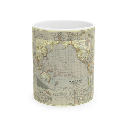 Pacific Ocean (1936) (Map) White Coffee Mug-11oz-The Sticker Space