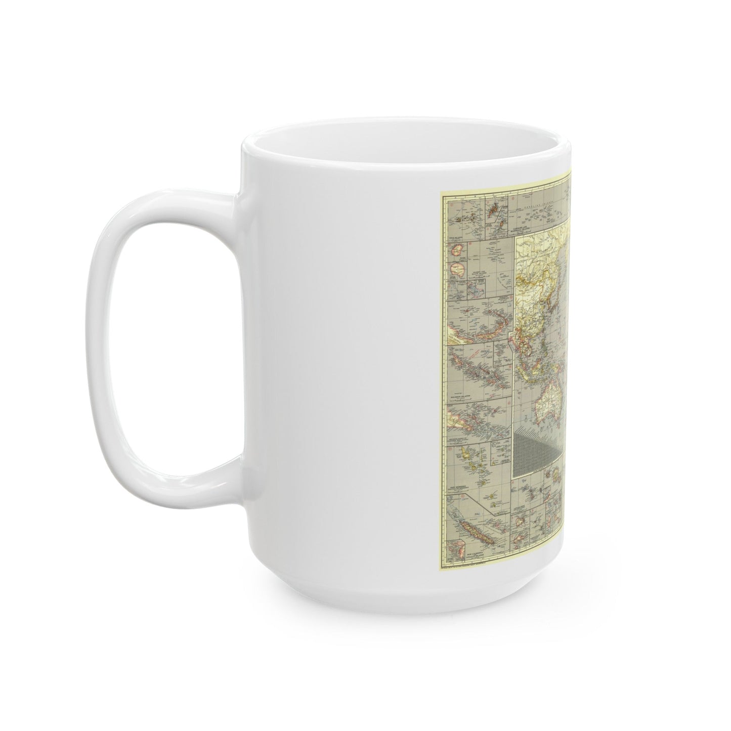 Pacific Ocean (1936) (Map) White Coffee Mug-The Sticker Space