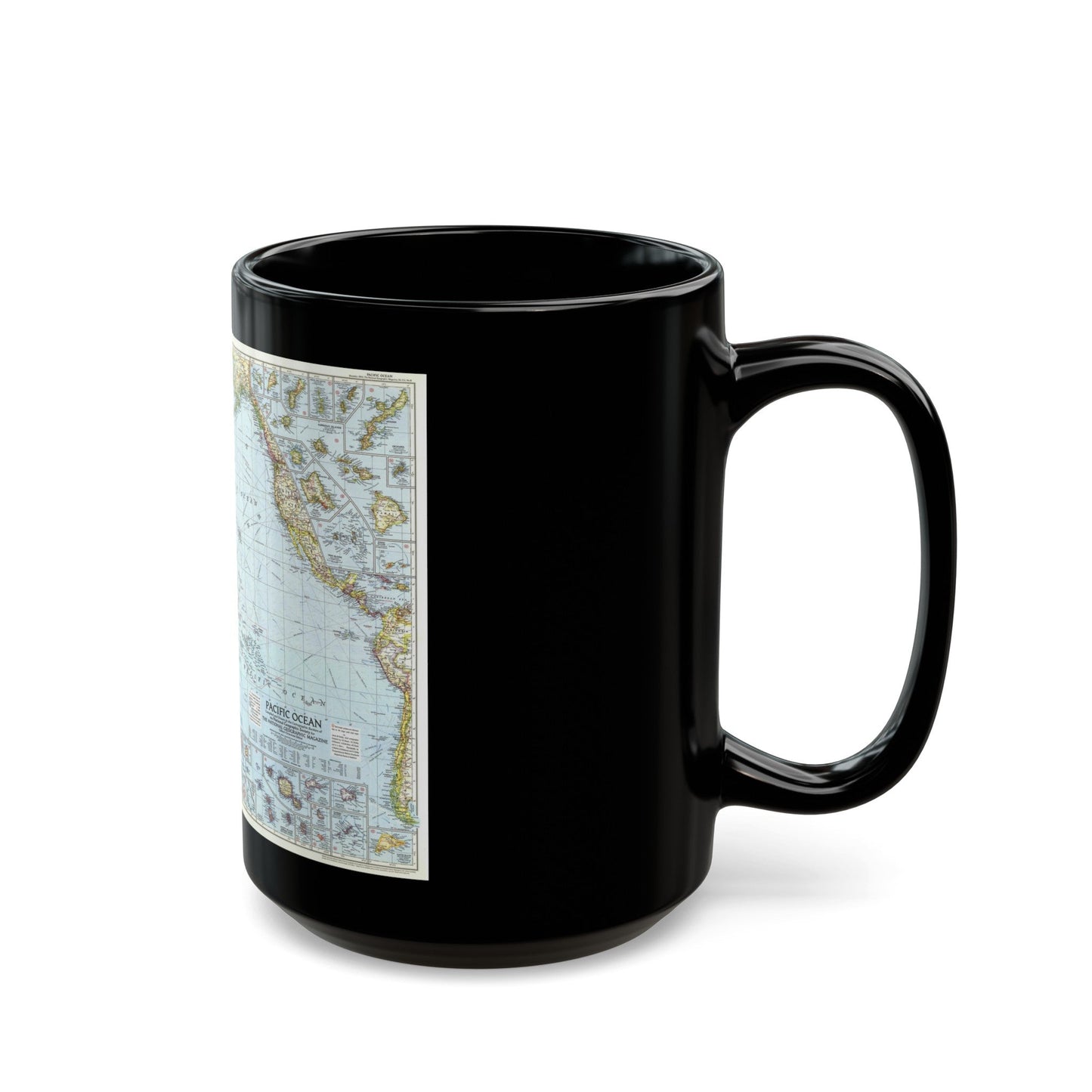 Pacific Ocean (1952) (Map) Black Coffee Mug-The Sticker Space