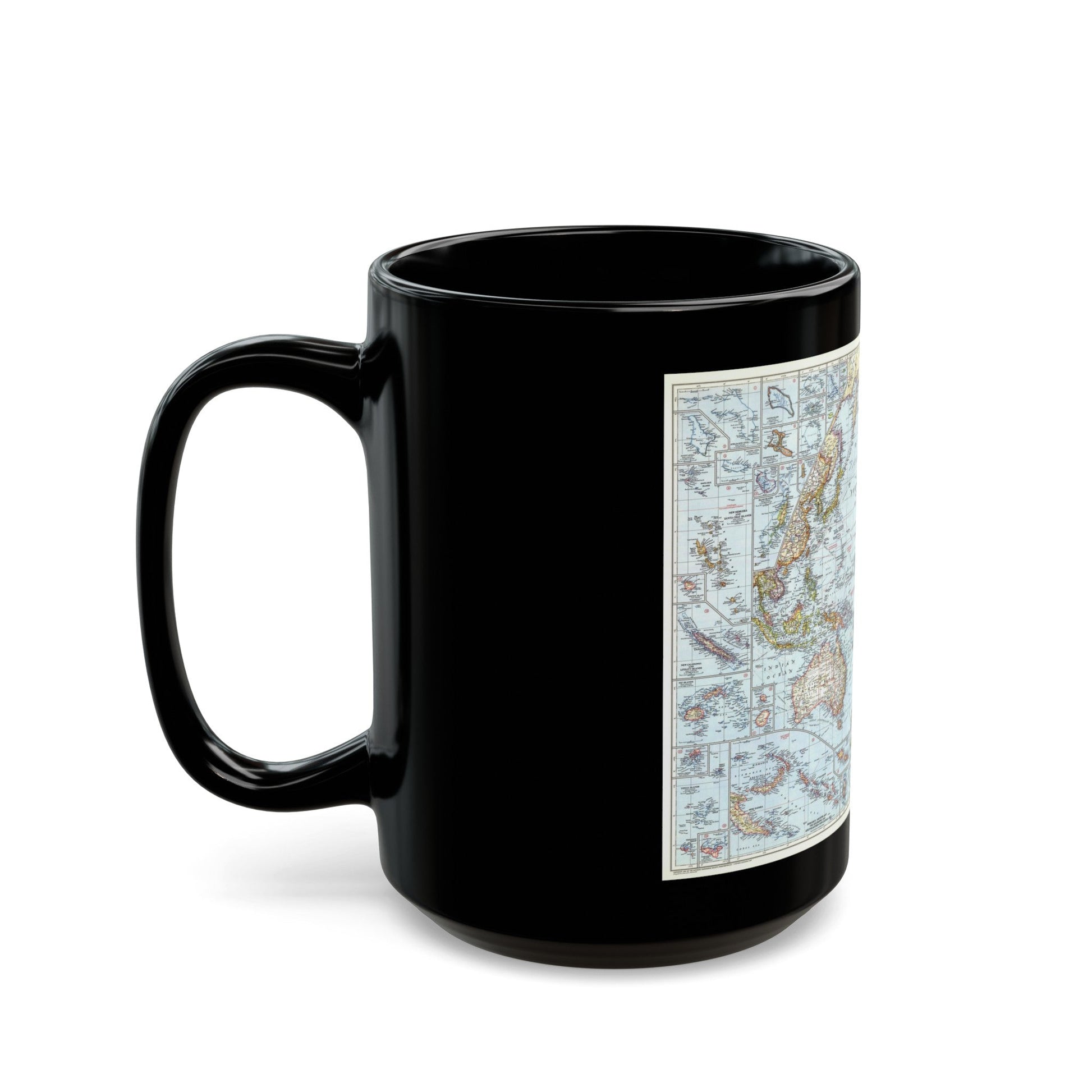 Pacific Ocean (1952) (Map) Black Coffee Mug-The Sticker Space