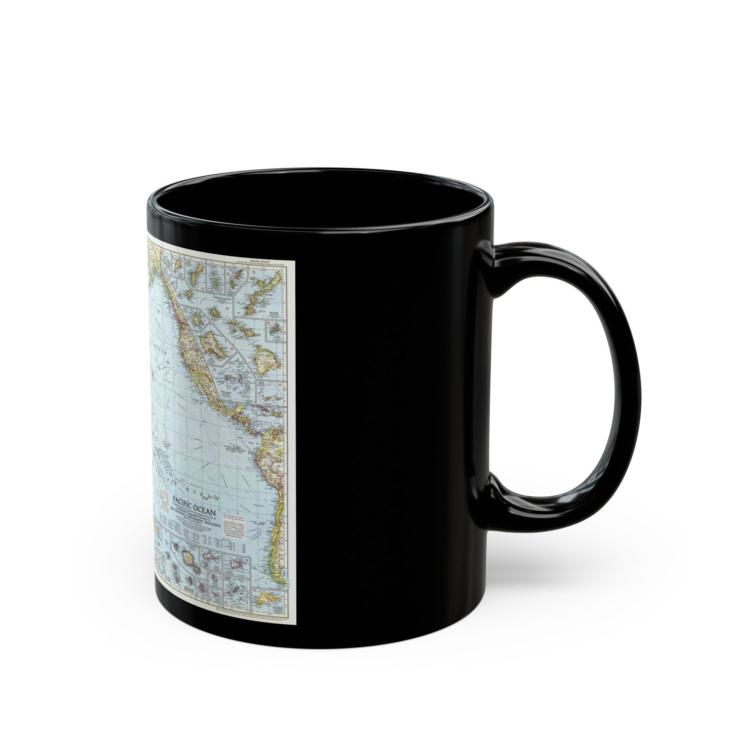 Pacific Ocean (1952) (Map) Black Coffee Mug-The Sticker Space