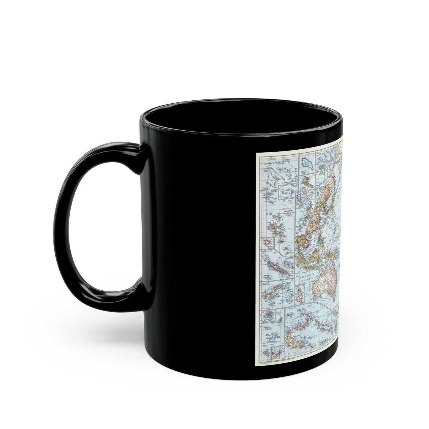 Pacific Ocean (1952) (Map) Black Coffee Mug-The Sticker Space