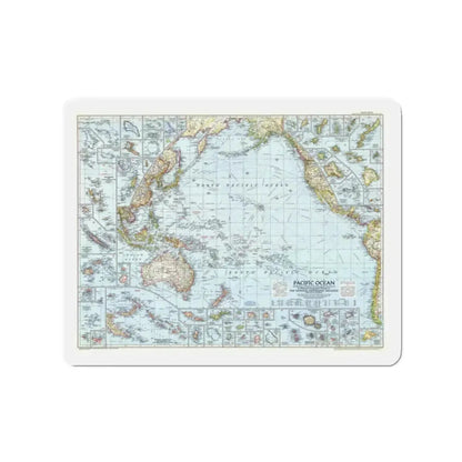 Pacific Ocean (1952) (Map) Refrigerator Magnet 2 Inch Die-Cut - The Sticker Space