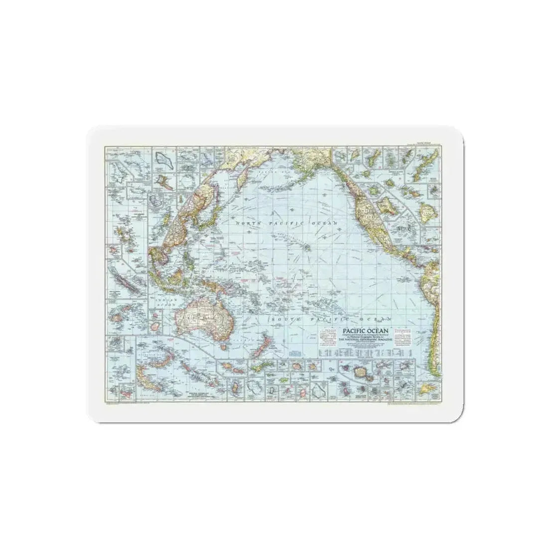 Pacific Ocean (1952) (Map) Refrigerator Magnet 4 Inch Die-Cut - The Sticker Space