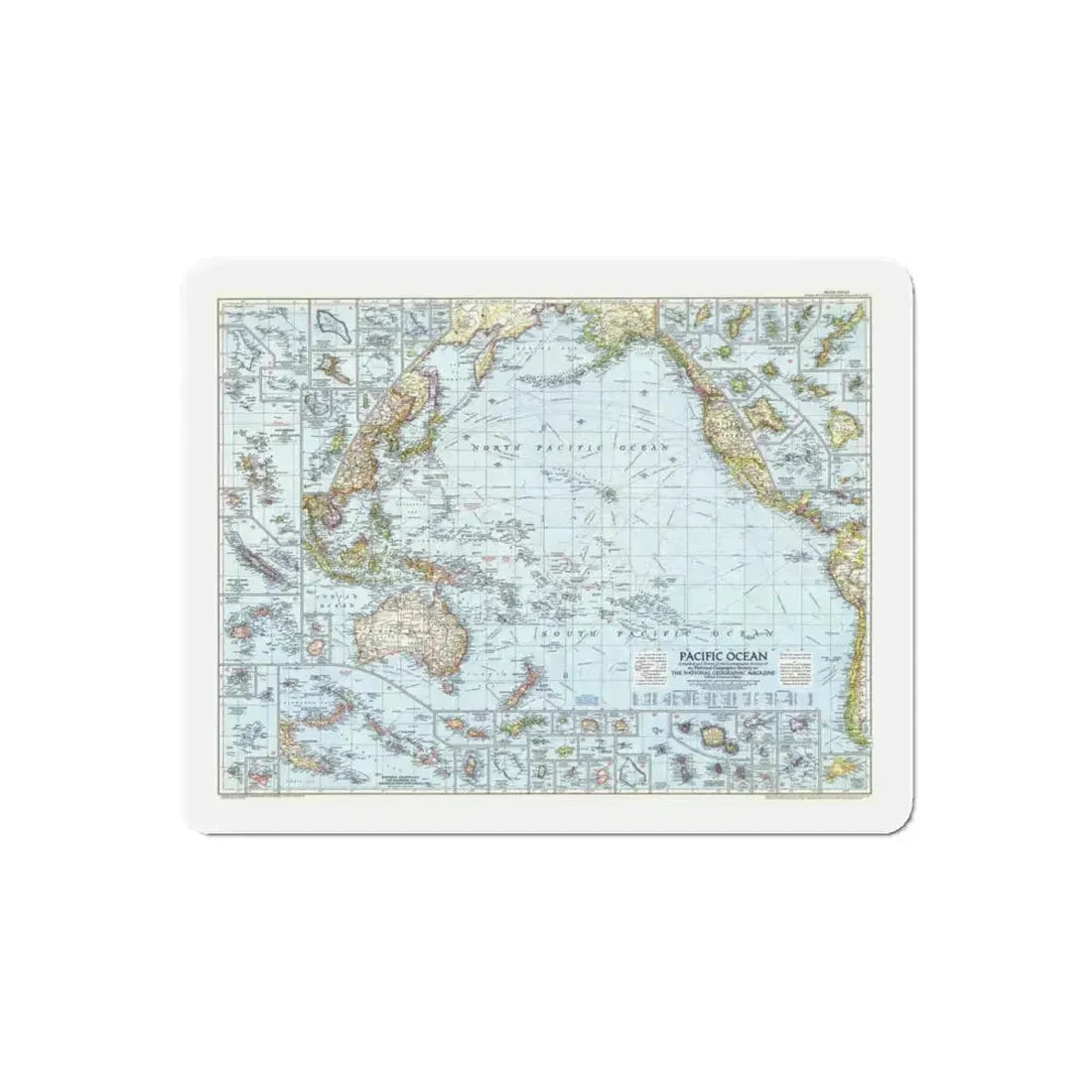 Pacific Ocean (1952) (Map) Refrigerator Magnet 6 Inch Die-Cut - The Sticker Space