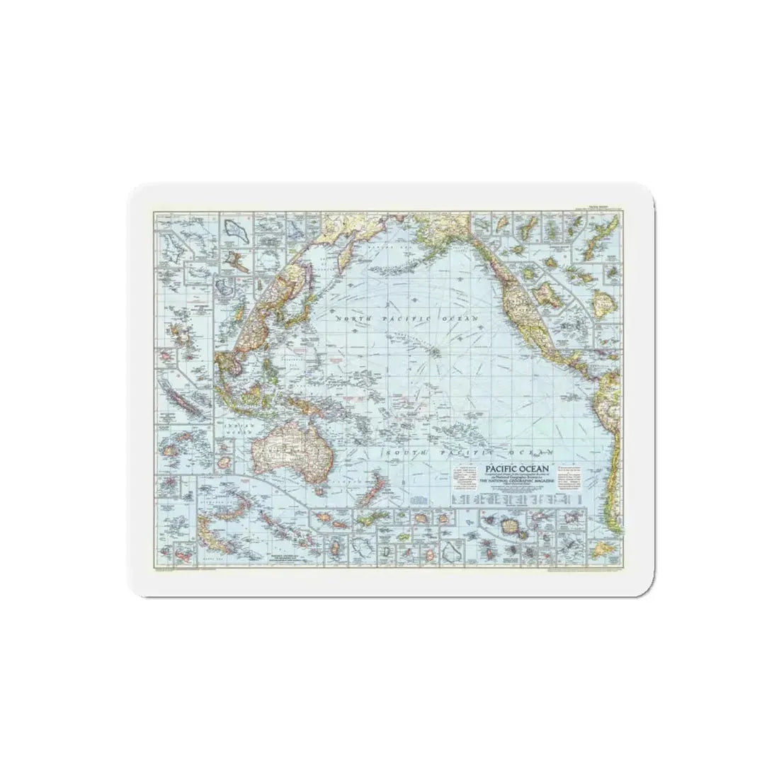 Pacific Ocean (1952) (Map) Refrigerator Magnet - The Sticker Space