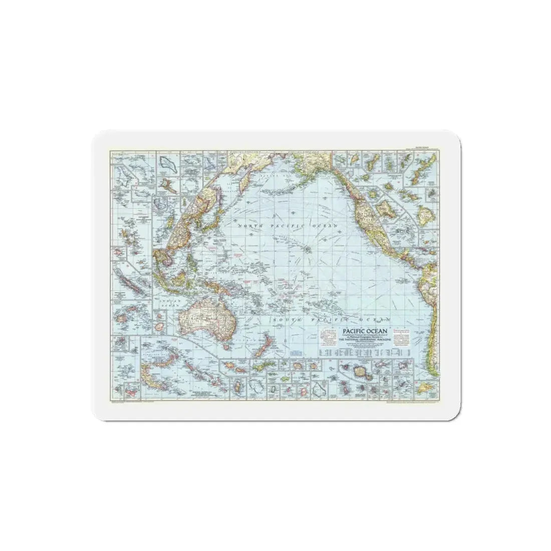 Pacific Ocean (1952) (Map) Refrigerator Magnet - The Sticker Space
