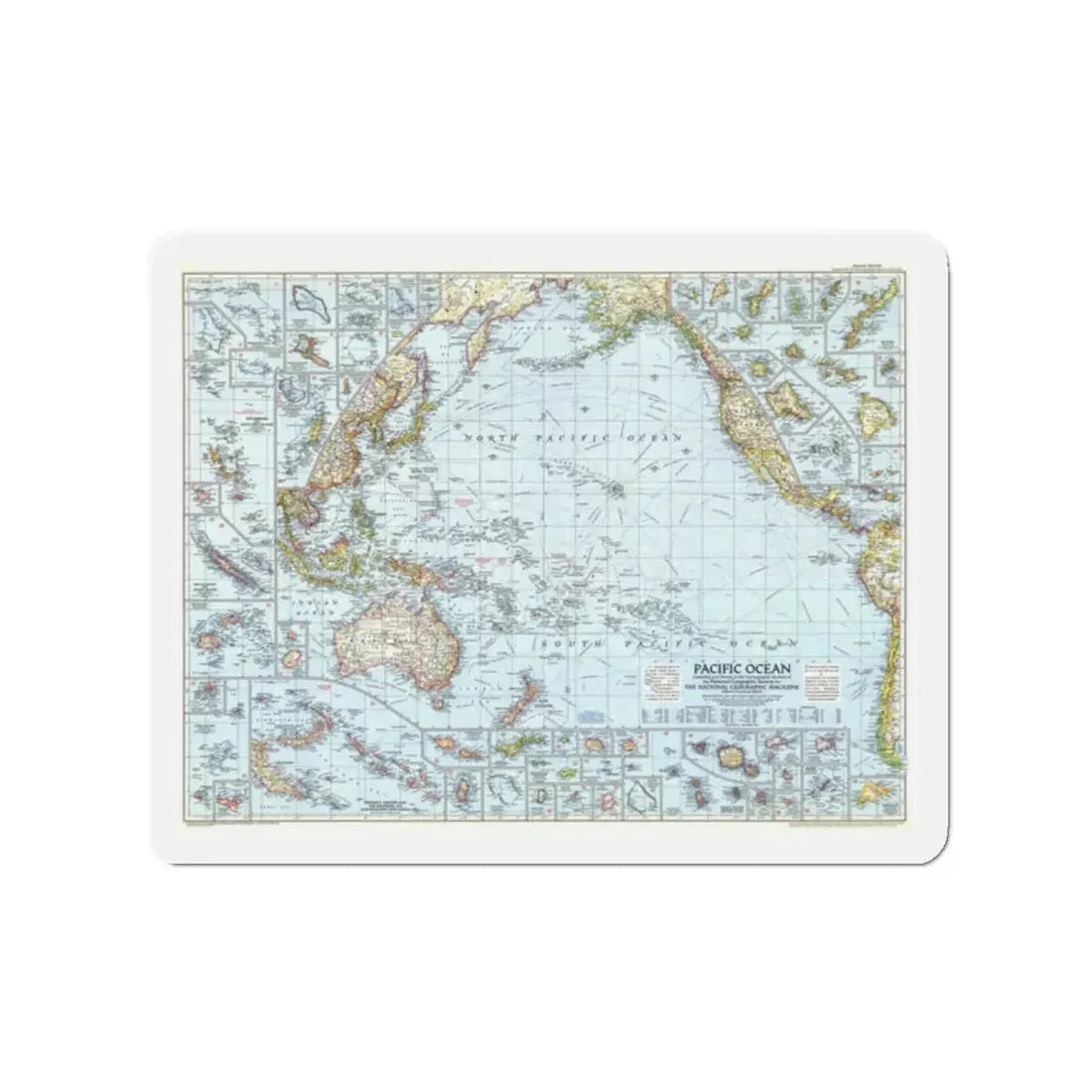 Pacific Ocean (1952) (Map) Refrigerator Magnet - The Sticker Space