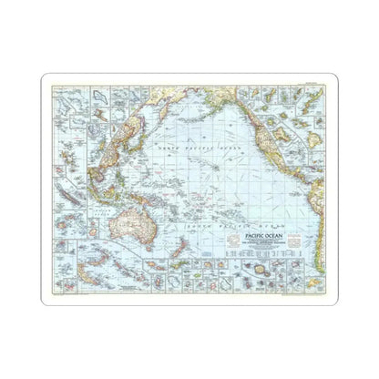 Pacific Ocean (1952) (Map) STICKER Vinyl Kiss-Cut Decal 2 Inch White - The Sticker Space