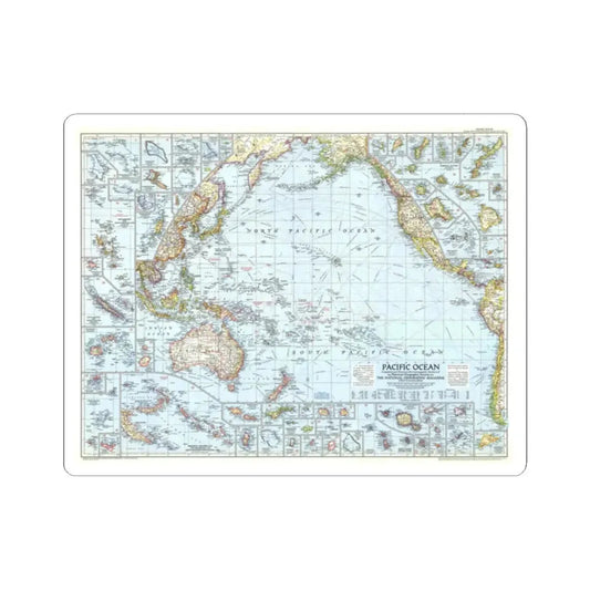 Pacific Ocean (1952) (Map) STICKER Vinyl Kiss-Cut Decal 2 Inch White - The Sticker Space