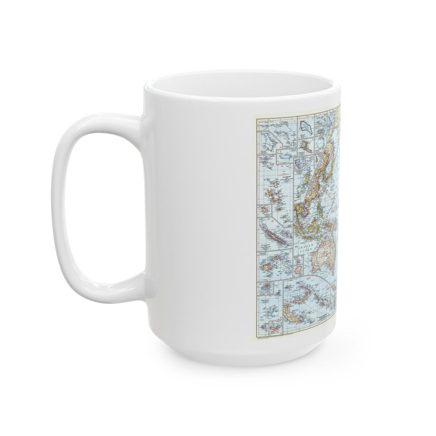 Pacific Ocean (1952) (Map) White Coffee Mug-The Sticker Space