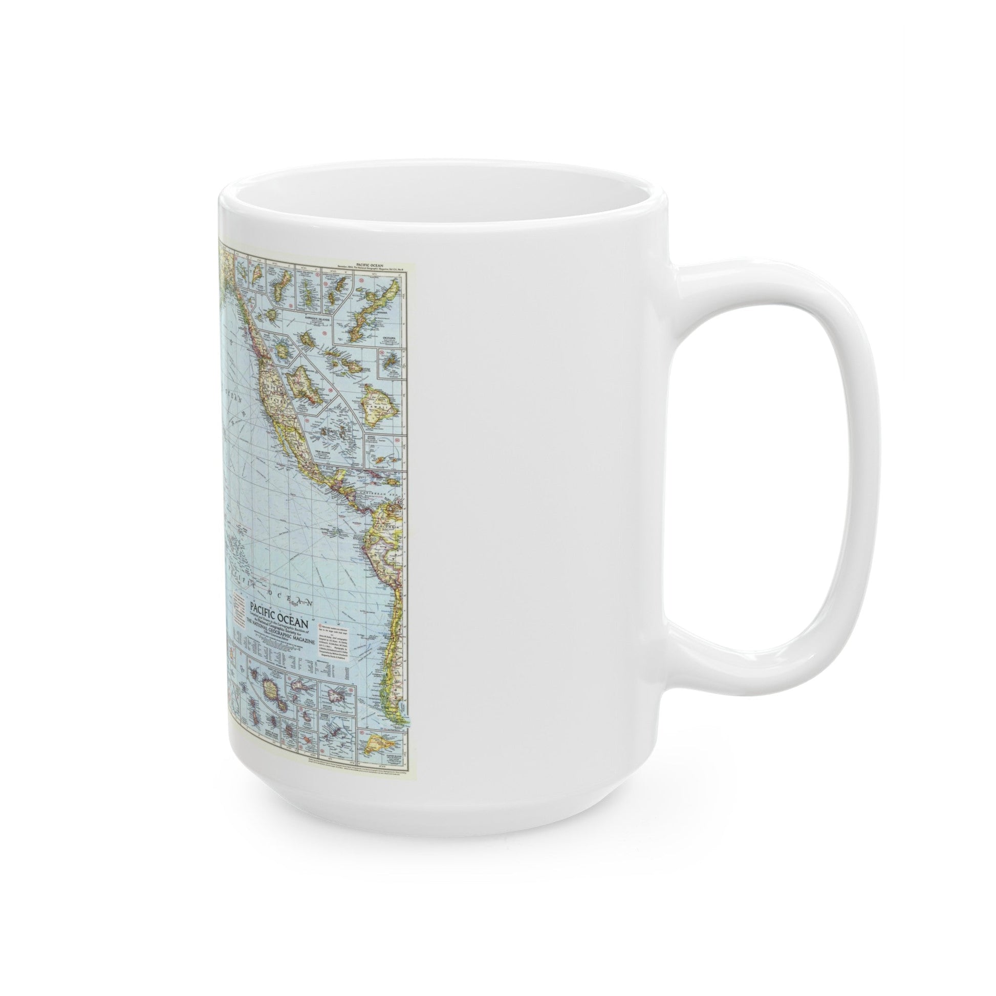 Pacific Ocean (1952) (Map) White Coffee Mug-The Sticker Space