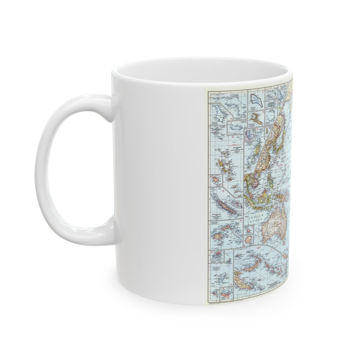 Pacific Ocean (1952) (Map) White Coffee Mug-The Sticker Space