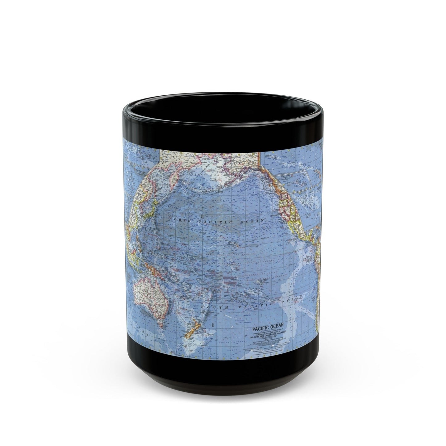 Pacific Ocean (1962) (Map) Black Coffee Mug-15oz-The Sticker Space