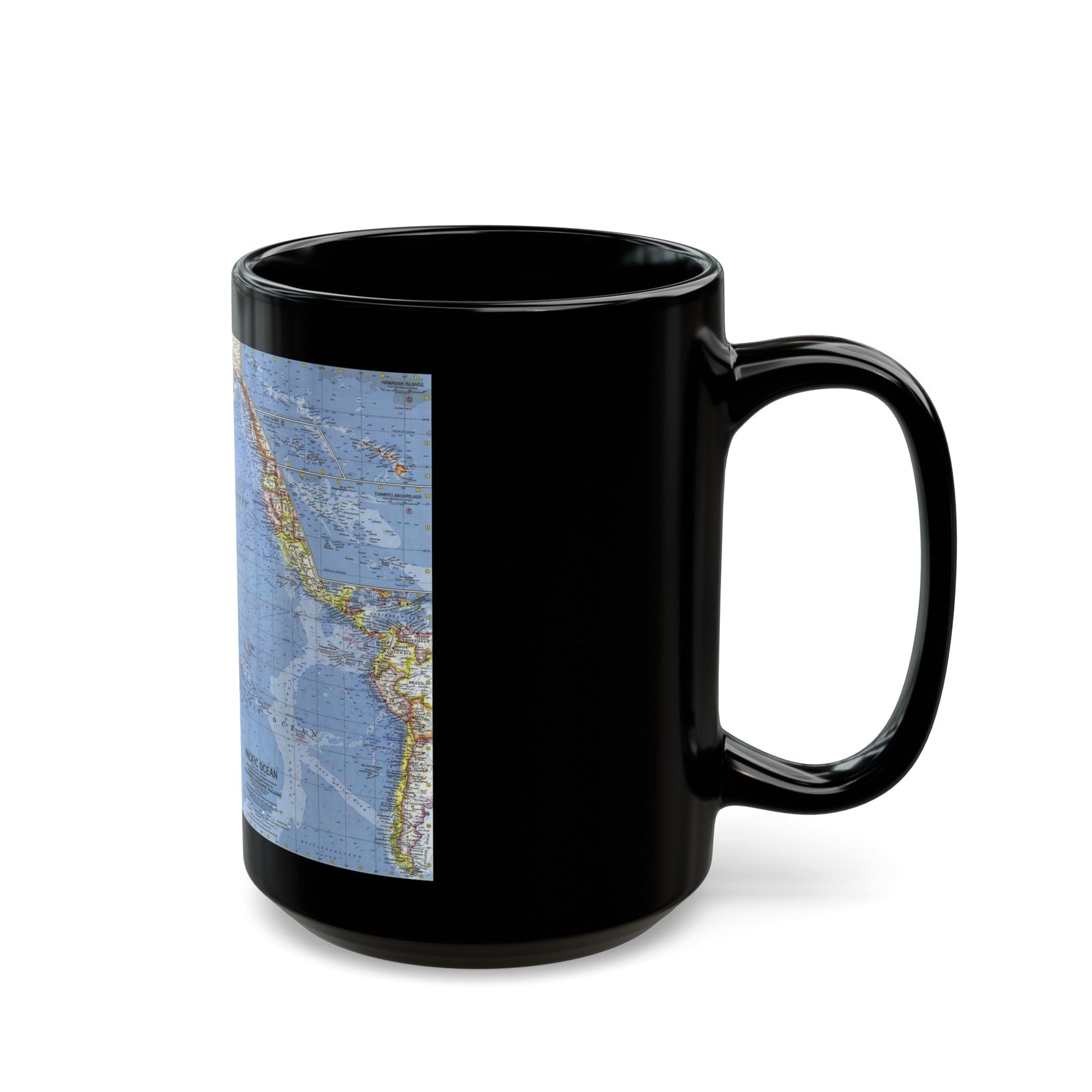 Pacific Ocean (1962) (Map) Black Coffee Mug-The Sticker Space