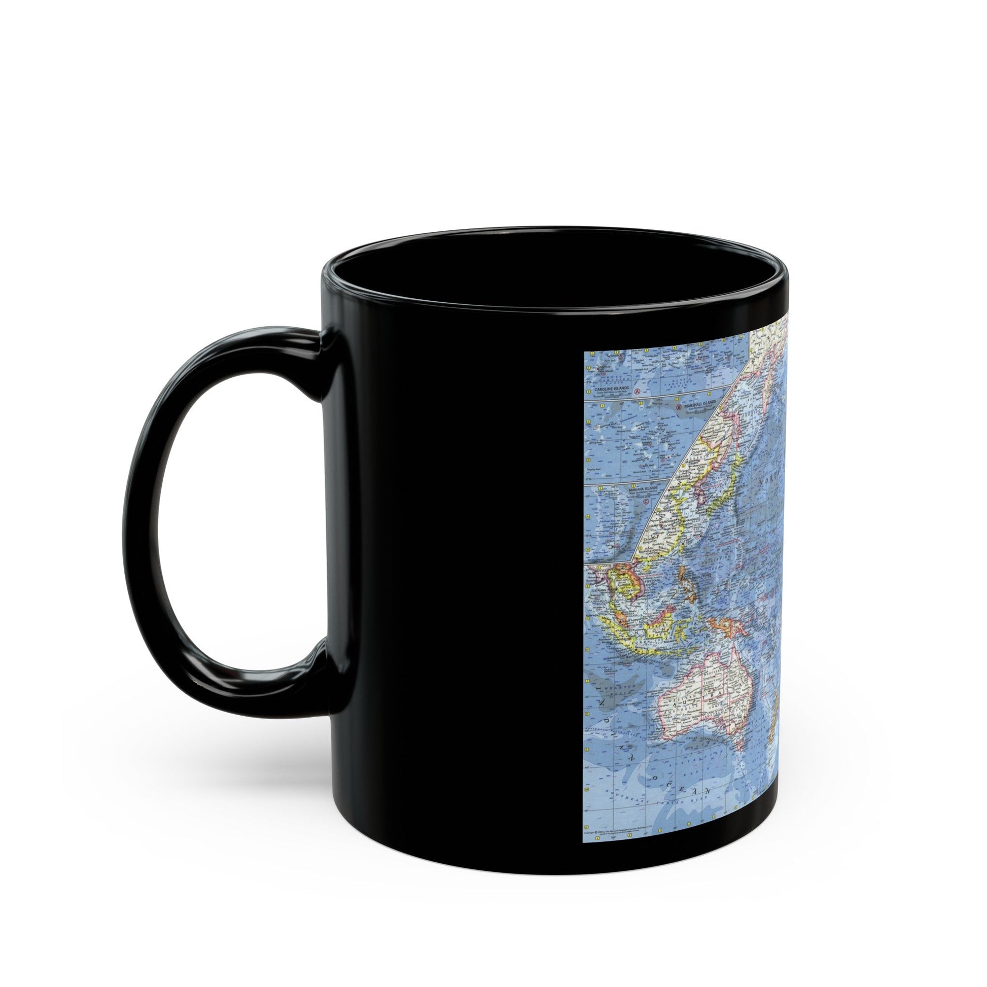 Pacific Ocean (1962) (Map) Black Coffee Mug-The Sticker Space