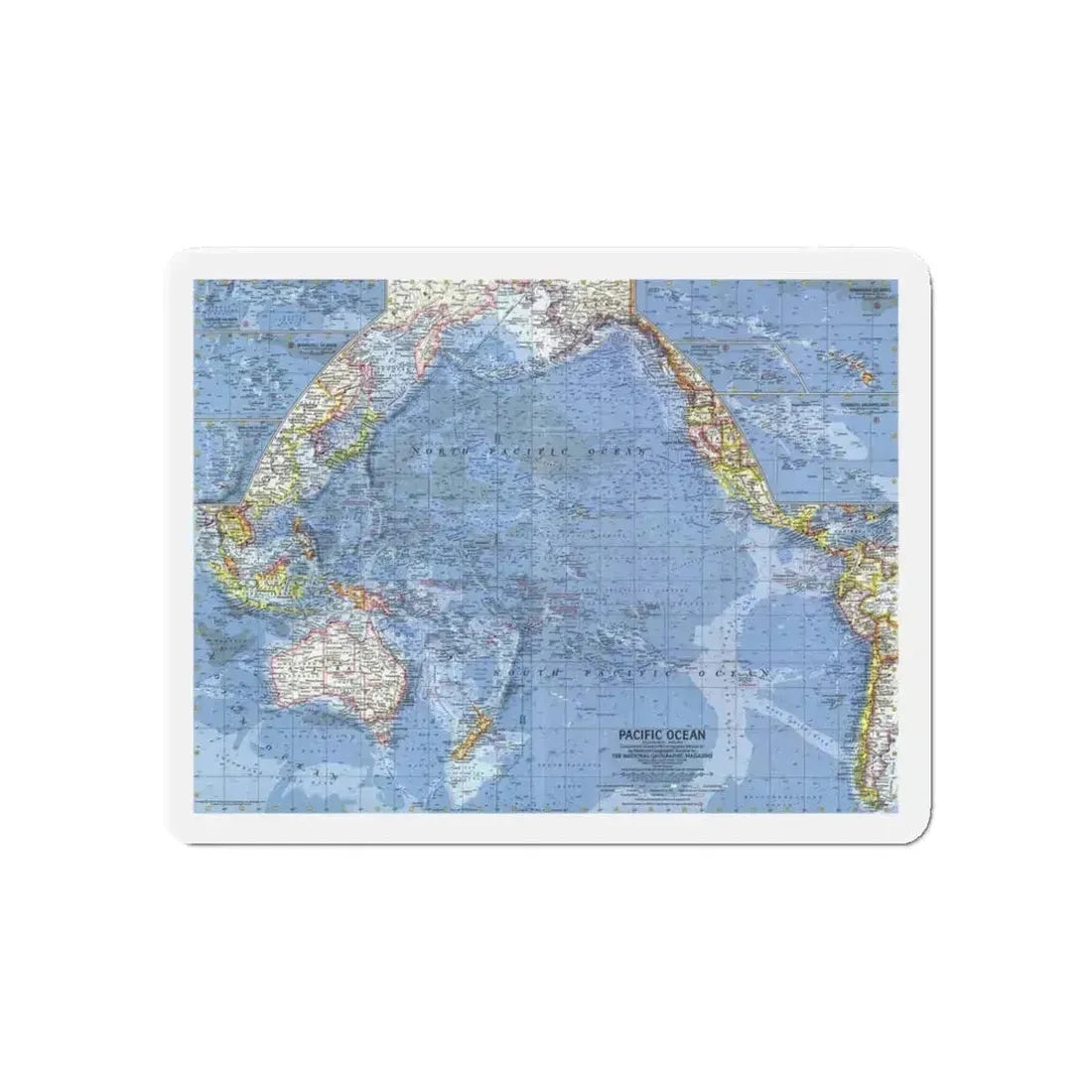 Pacific Ocean (1962) (Map) Refrigerator Magnet 3 Inch Die-Cut - The Sticker Space