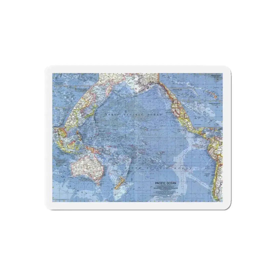 Pacific Ocean (1962) (Map) Refrigerator Magnet 5 Inch Die-Cut - The Sticker Space