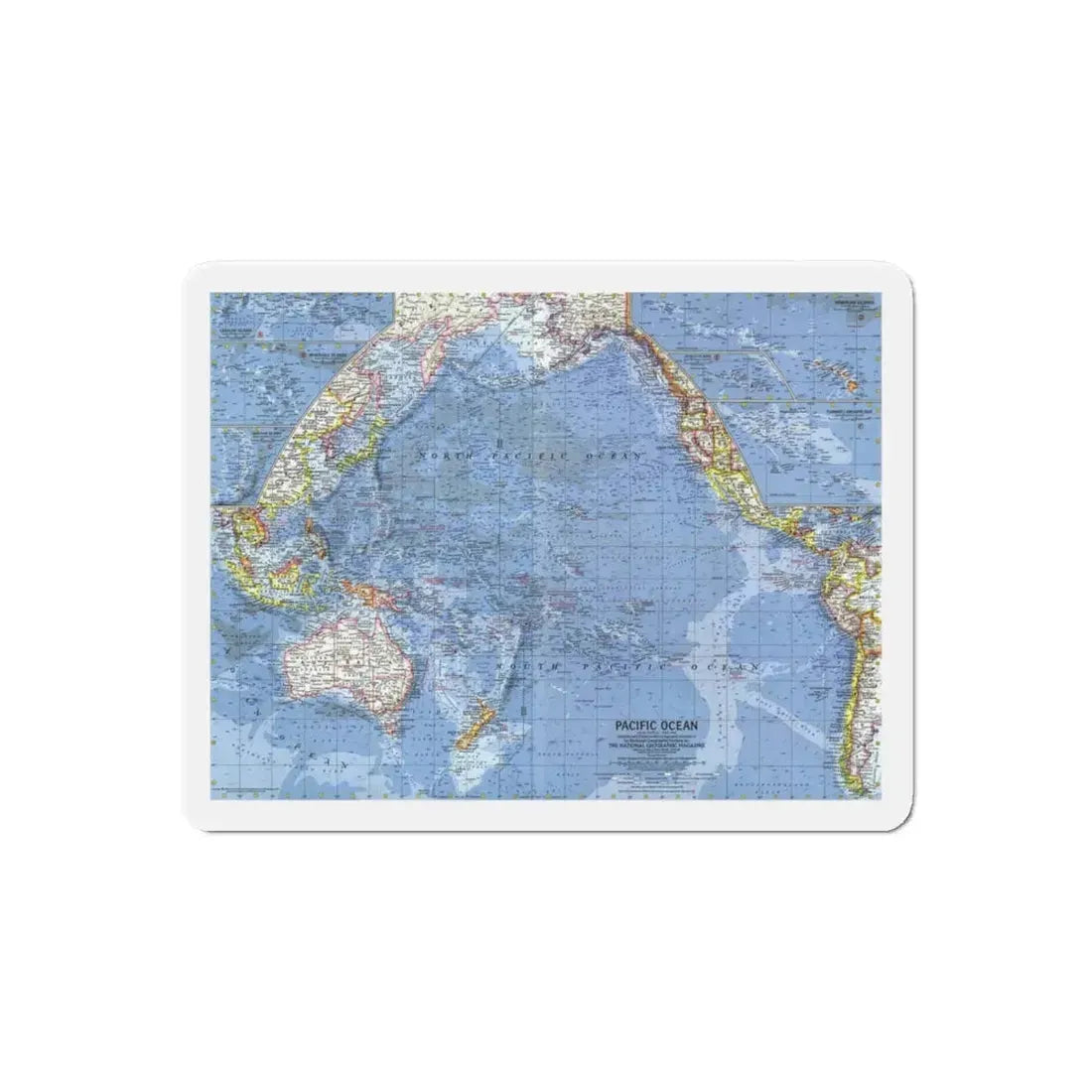 Pacific Ocean (1962) (Map) Refrigerator Magnet - The Sticker Space
