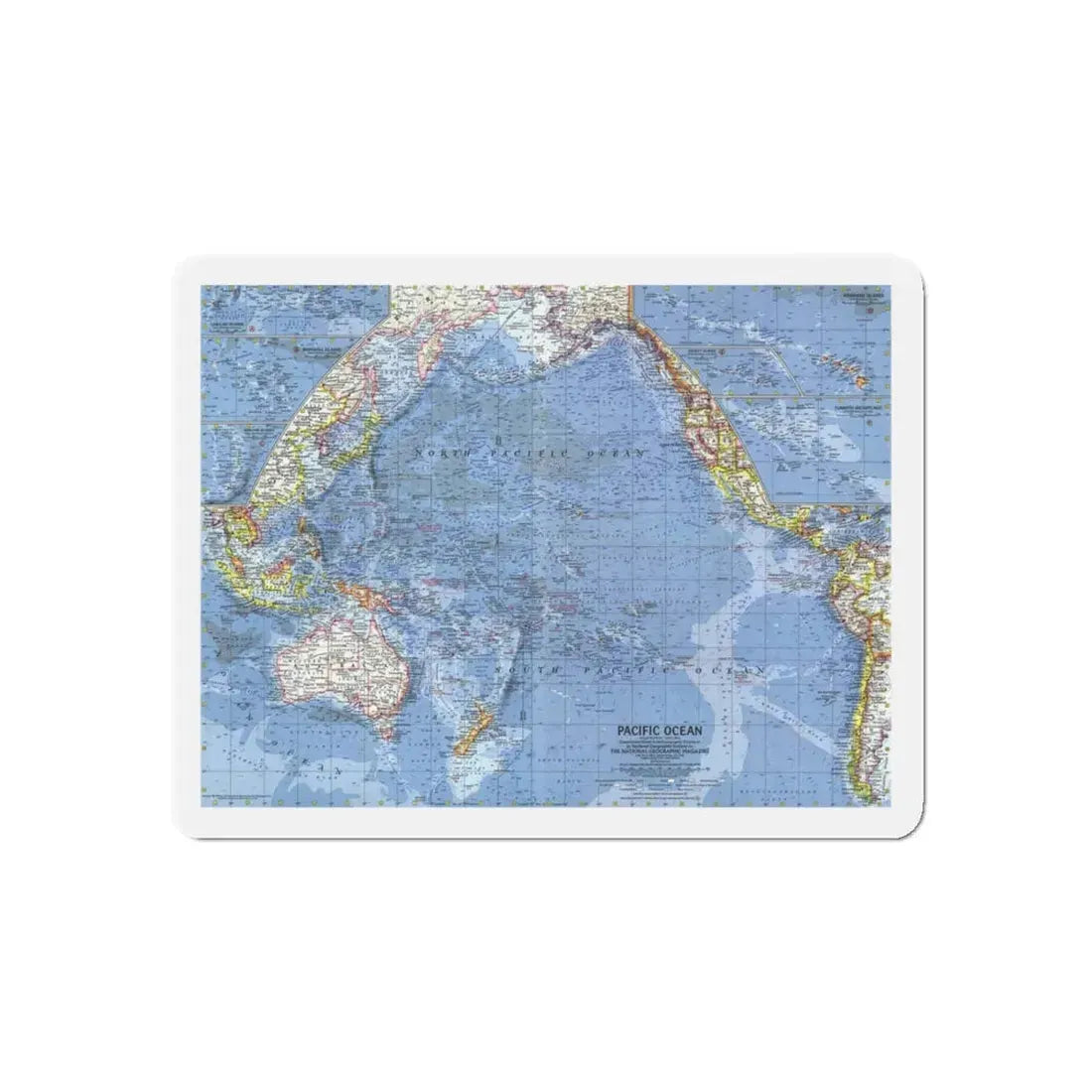 Pacific Ocean (1962) (Map) Refrigerator Magnet - The Sticker Space