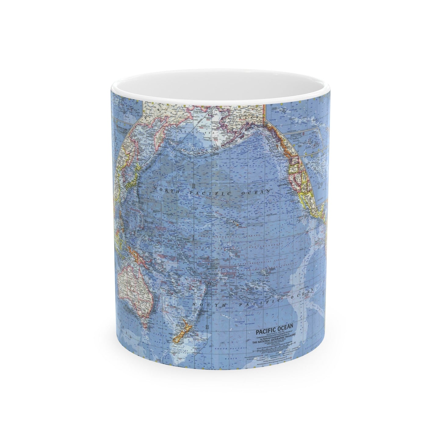 Pacific Ocean (1962) (Map) White Coffee Mug-11oz-The Sticker Space