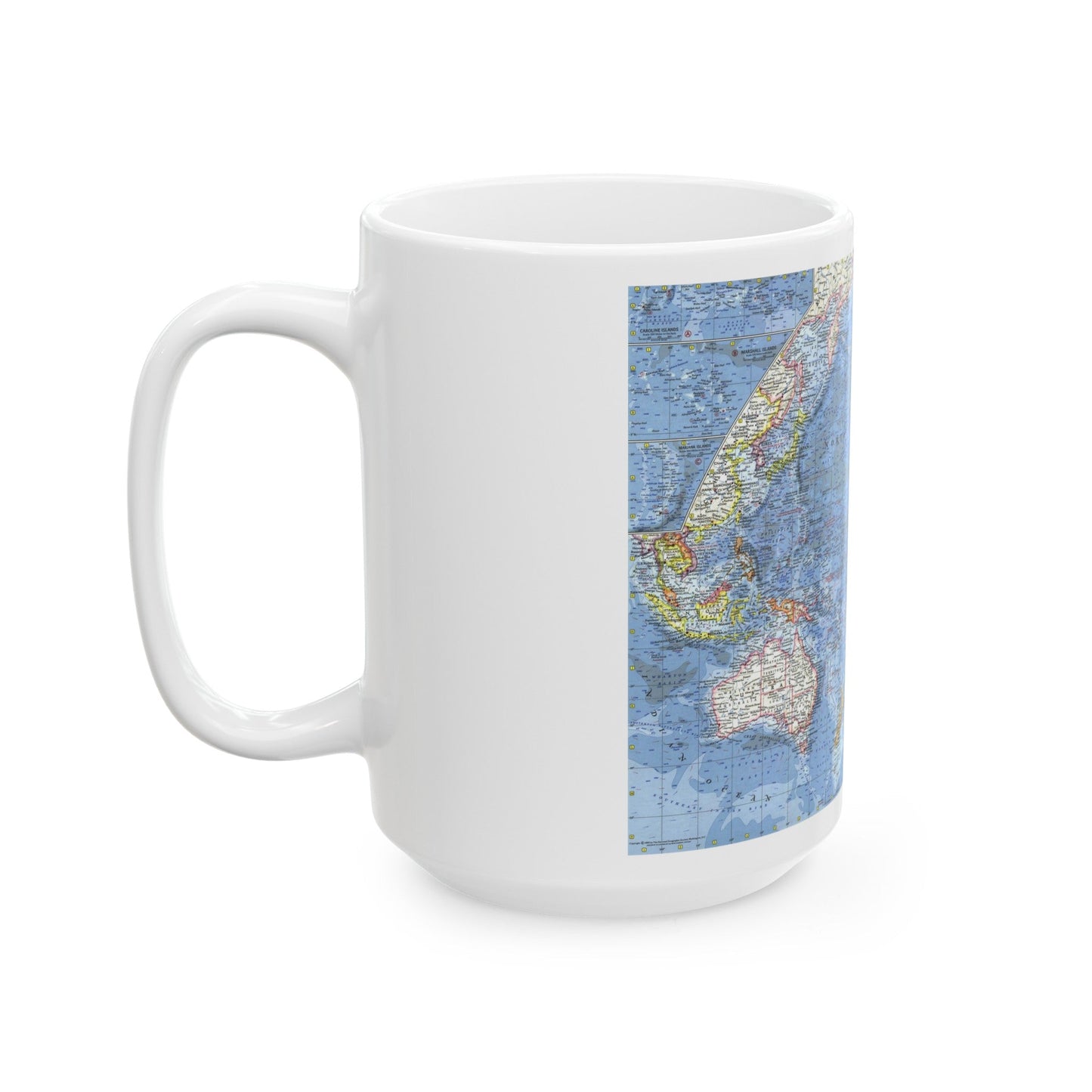 Pacific Ocean (1962) (Map) White Coffee Mug-The Sticker Space