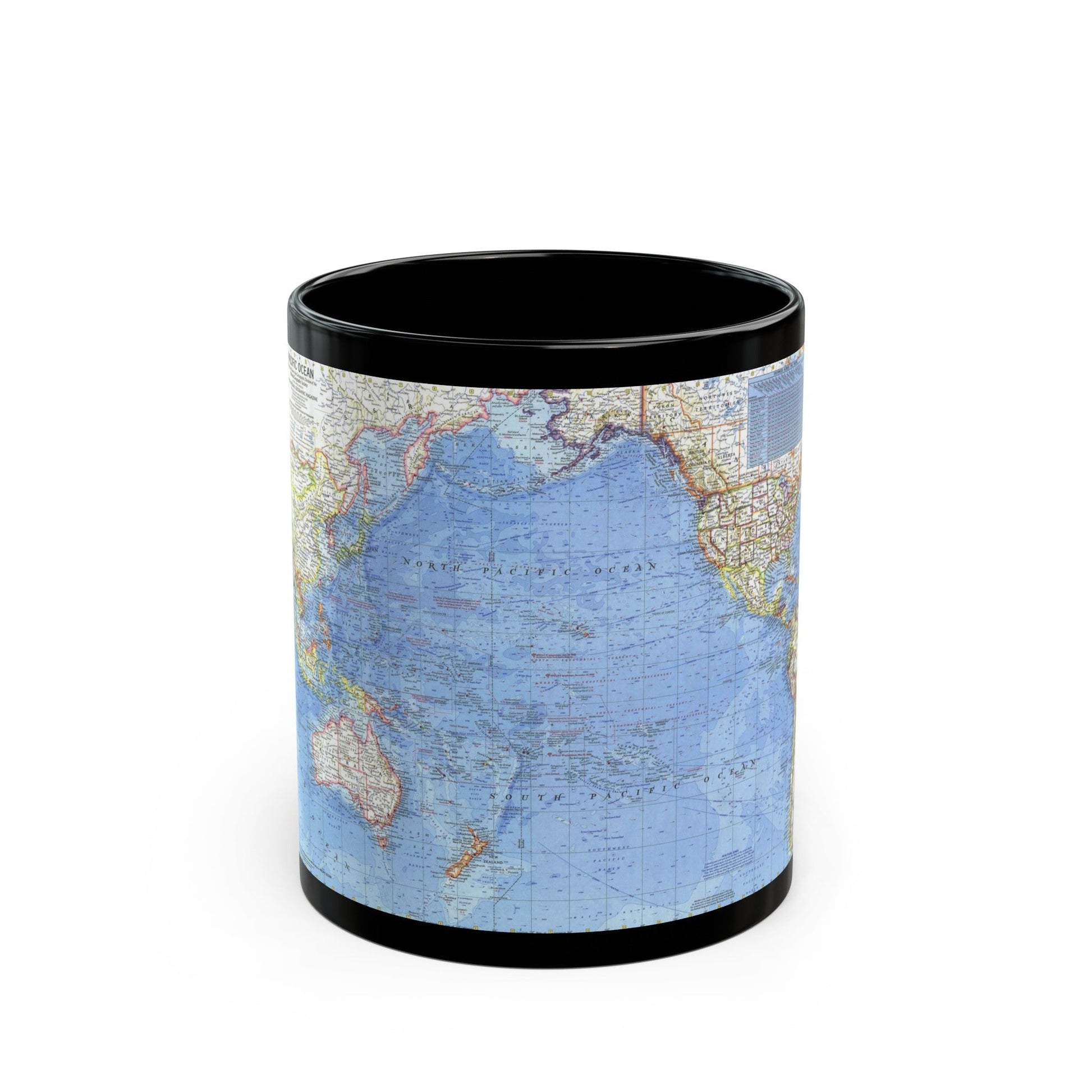 Pacific Ocean (1969) (Map) Black Coffee Mug-11oz-The Sticker Space