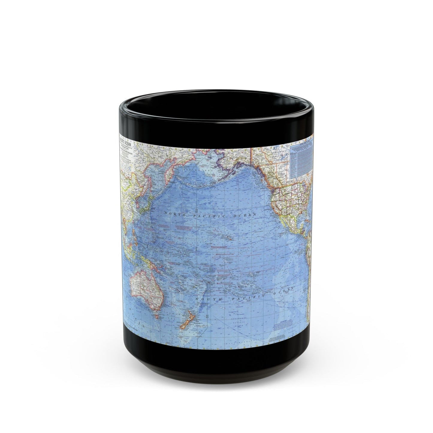 Pacific Ocean (1969) (Map) Black Coffee Mug-15oz-The Sticker Space