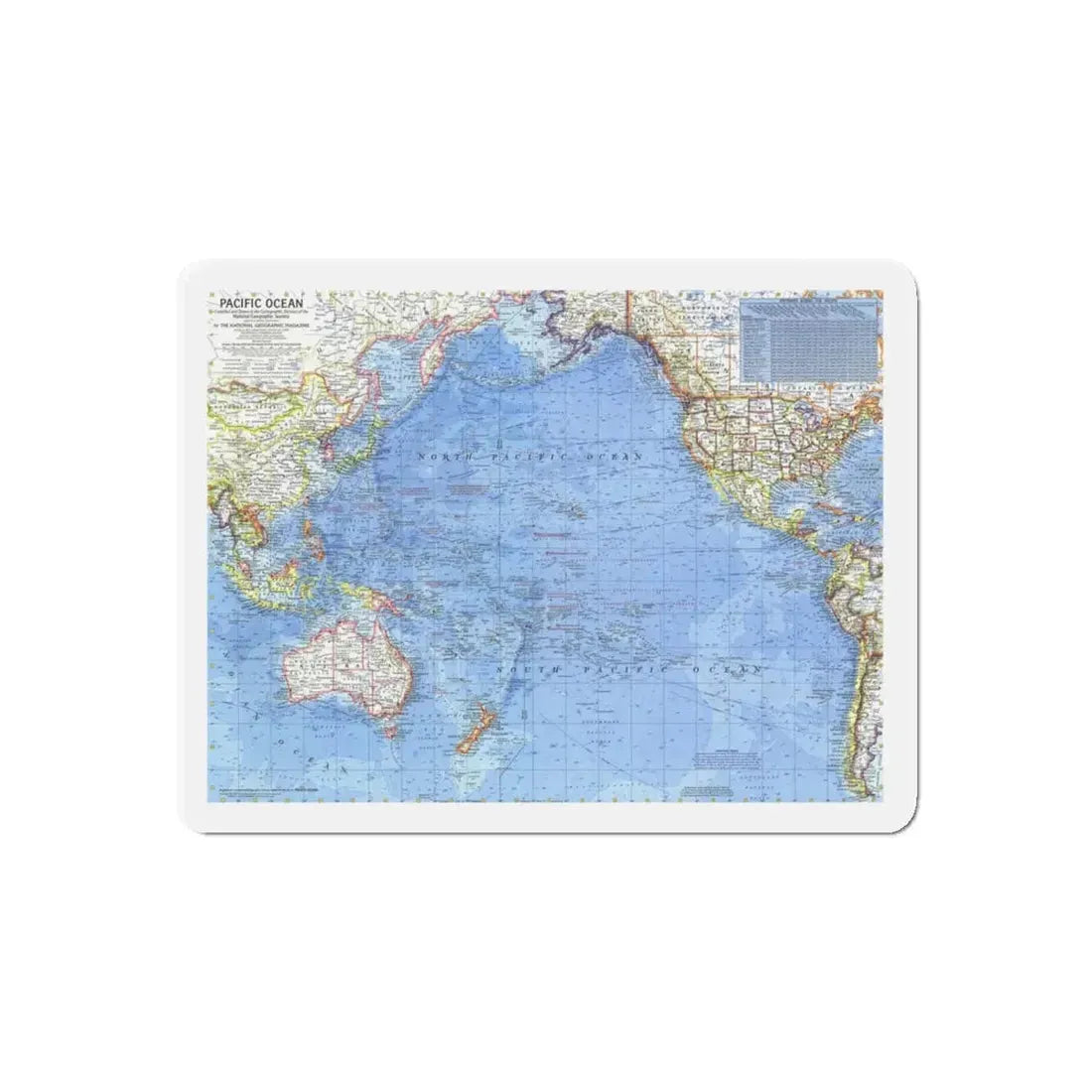 Pacific Ocean (1969) (Map) Refrigerator Magnet - The Sticker Space