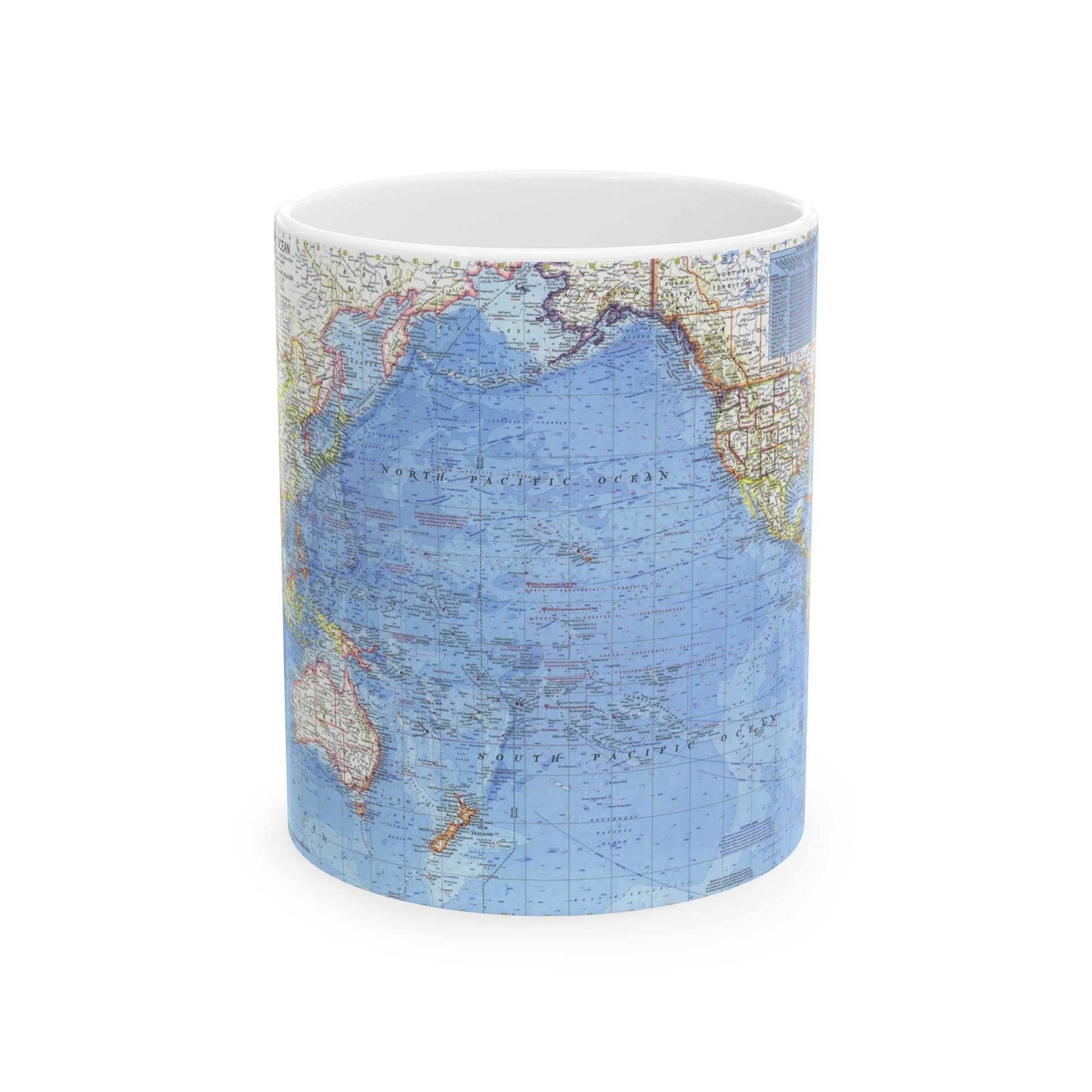 Pacific Ocean (1969) (Map) White Coffee Mug-11oz-The Sticker Space