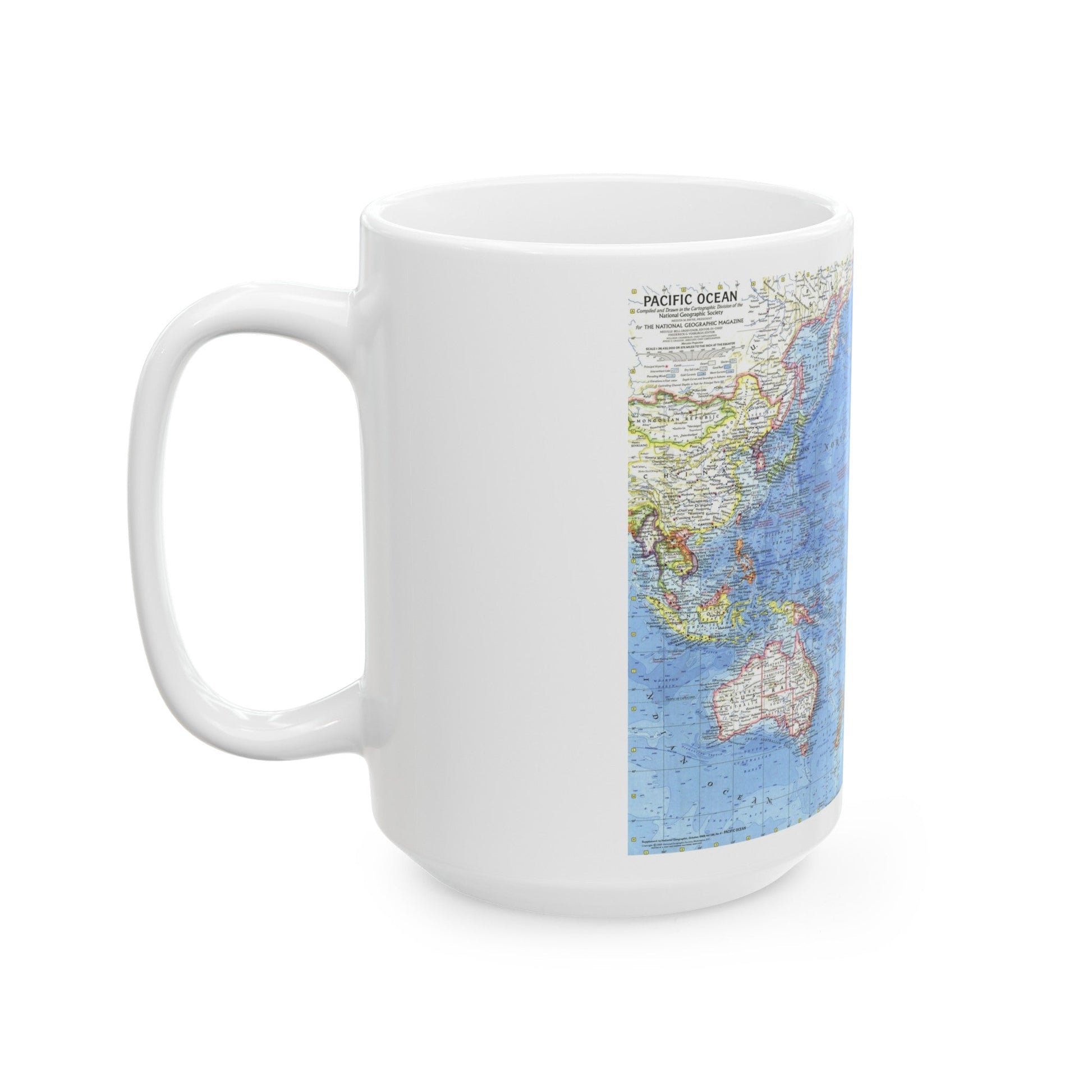 Pacific Ocean (1969) (Map) White Coffee Mug-The Sticker Space