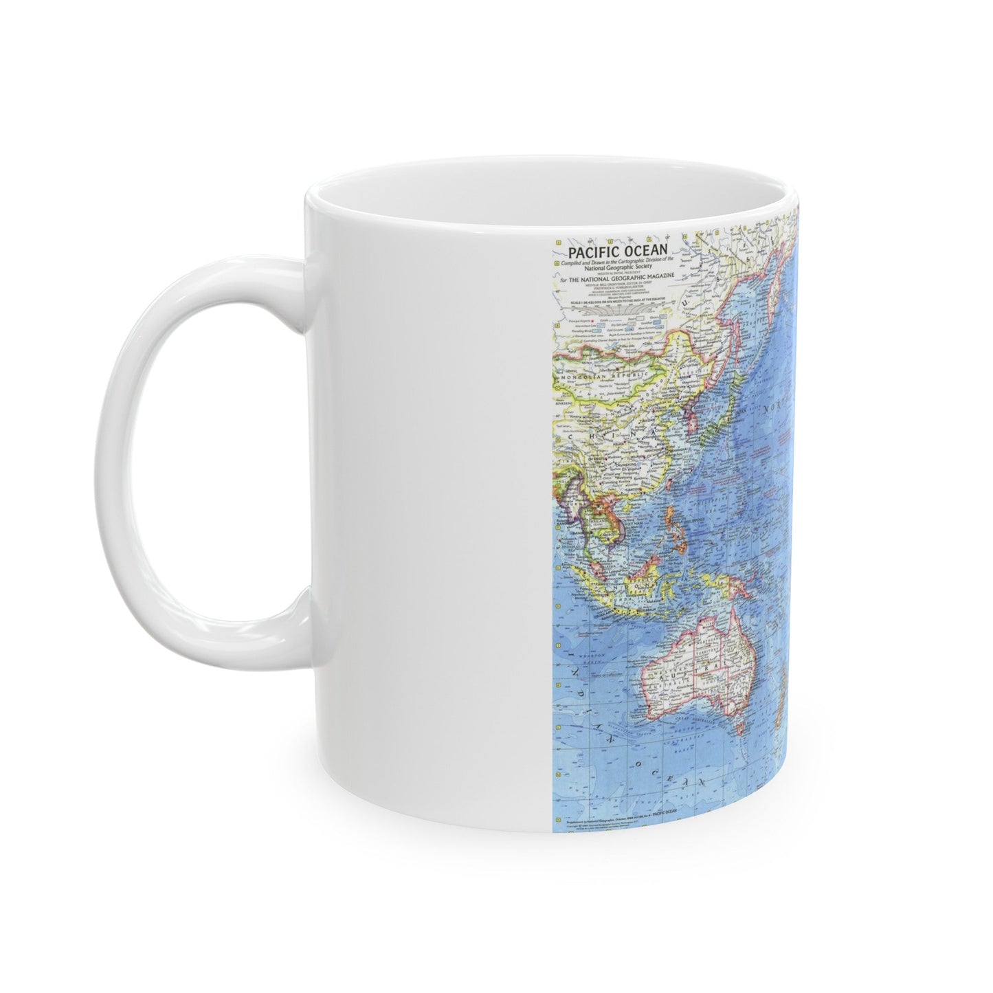 Pacific Ocean (1969) (Map) White Coffee Mug-The Sticker Space