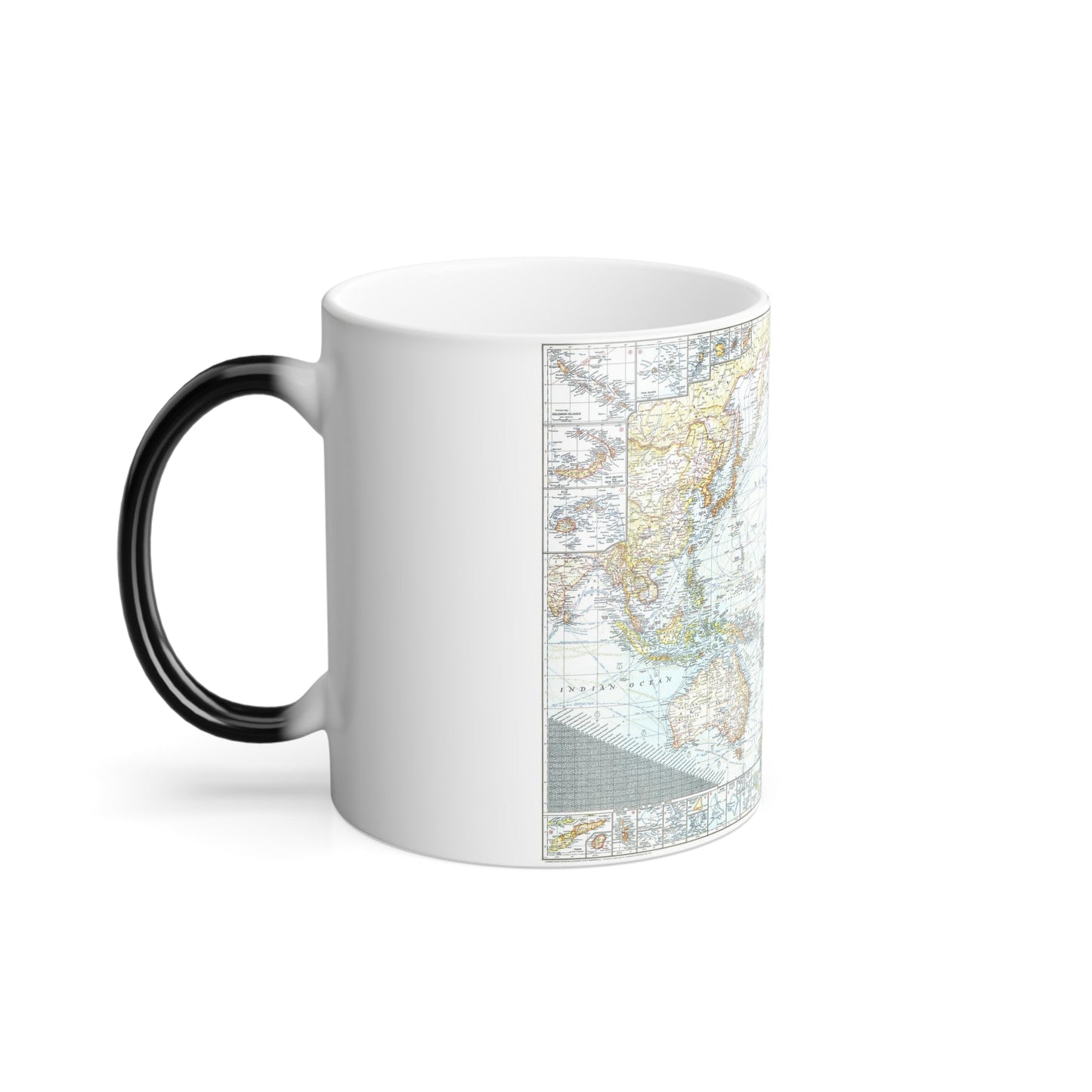 Pacific Ocean and the Bay of Bengal (1943) (Map) Color Changing Mug 11oz-11oz-The Sticker Space