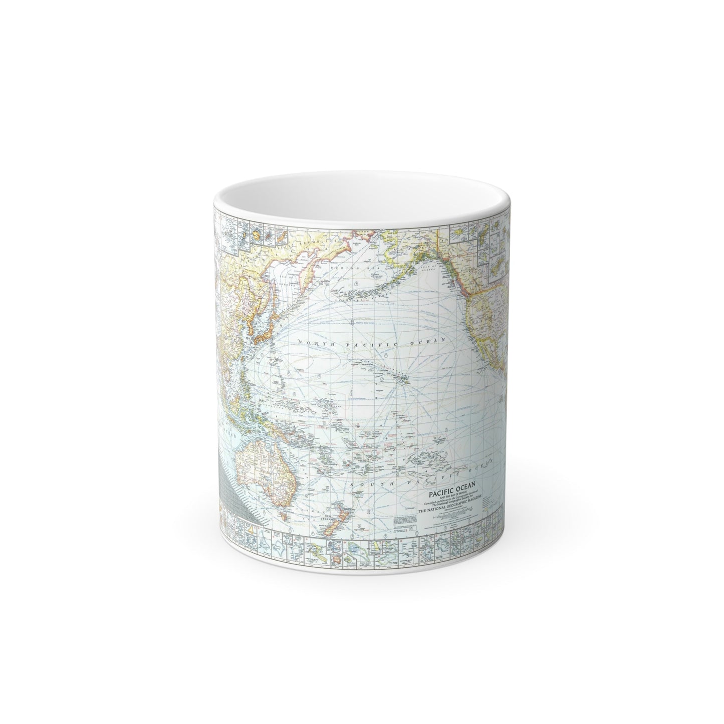 Pacific Ocean and the Bay of Bengal (1943) (Map) Color Changing Mug 11oz-11oz-The Sticker Space