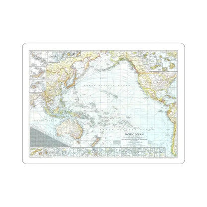 Pacific Ocean and the Bay of Bengal (1943) (Map) STICKER Vinyl Kiss-Cut Decal 2 Inch White - The Sticker Space