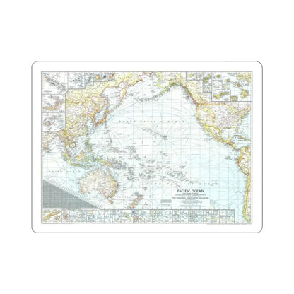 Pacific Ocean and the Bay of Bengal (1943) (Map) STICKER Vinyl Kiss-Cut Decal 3 Inch White - The Sticker Space