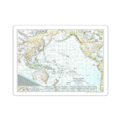 Pacific Ocean and the Bay of Bengal (1943) (Map) STICKER Vinyl Kiss-Cut Decal 4 Inch White - The Sticker Space
