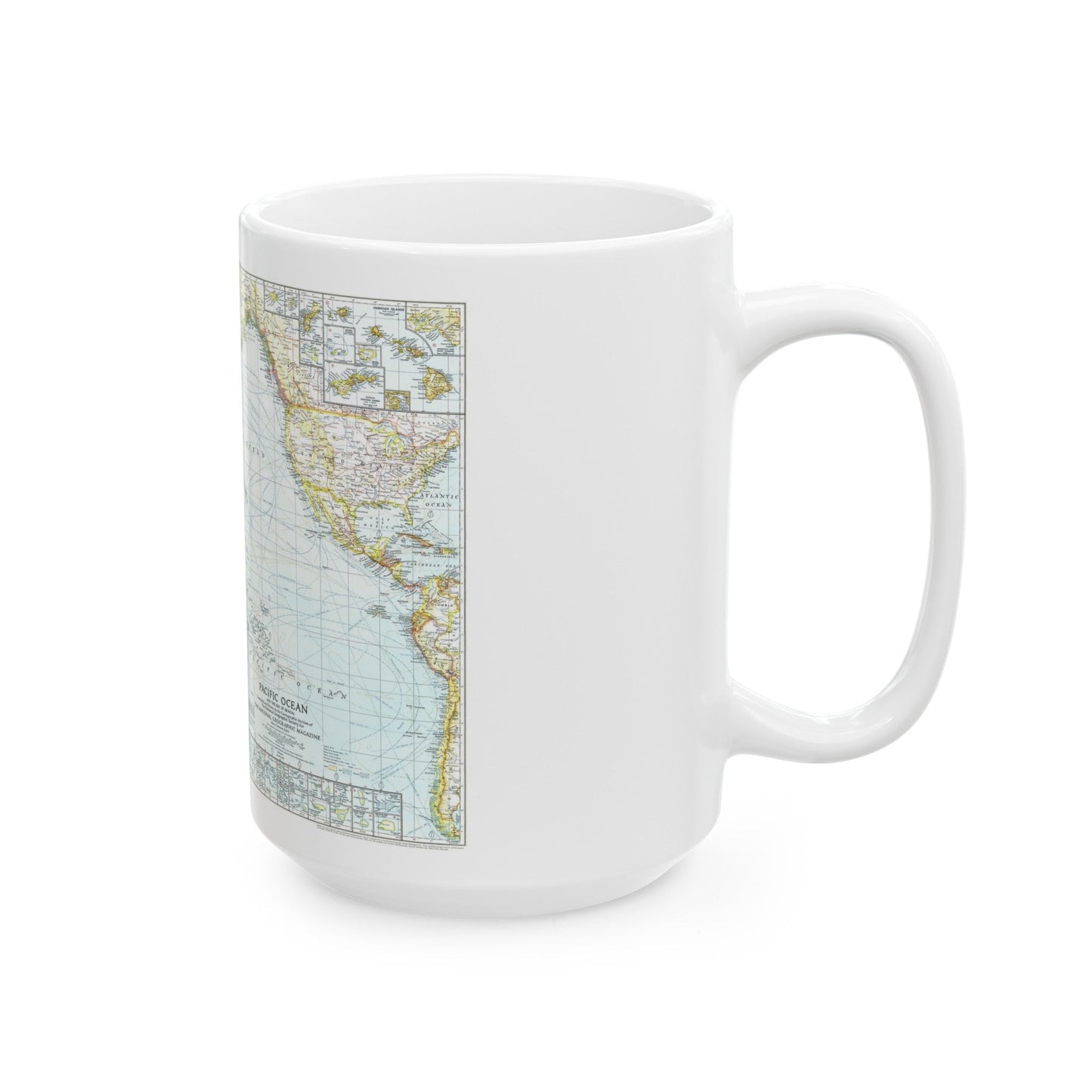 Pacific Ocean and the Bay of Bengal (1943) (Map) White Coffee Mug-The Sticker Space