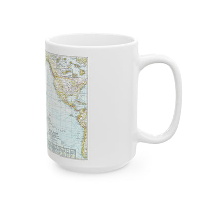 Pacific Ocean and the Bay of Bengal (1943) (Map) White Coffee Mug-The Sticker Space