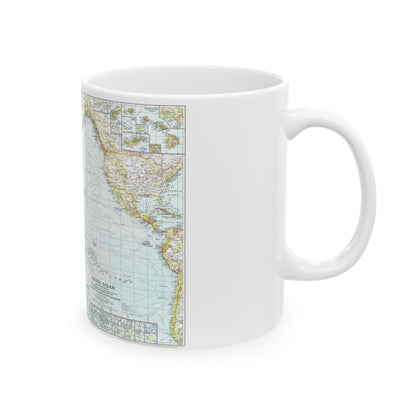 Pacific Ocean and the Bay of Bengal (1943) (Map) White Coffee Mug-The Sticker Space