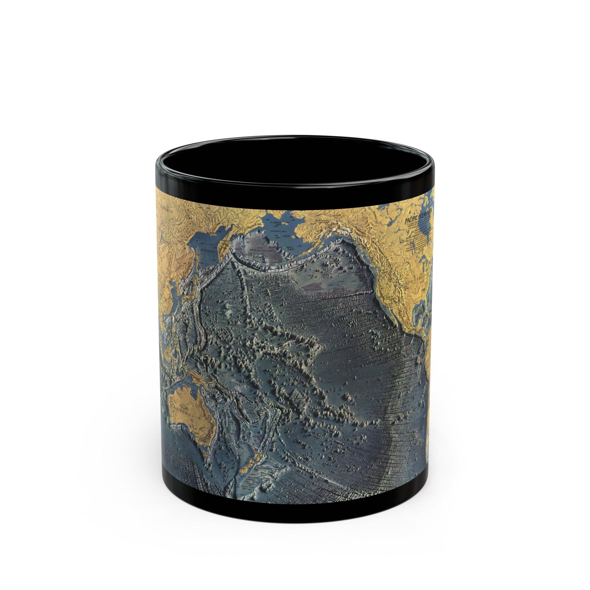 Pacific Ocean Floor (1969) (Map) Black Coffee Mug-11oz-The Sticker Space