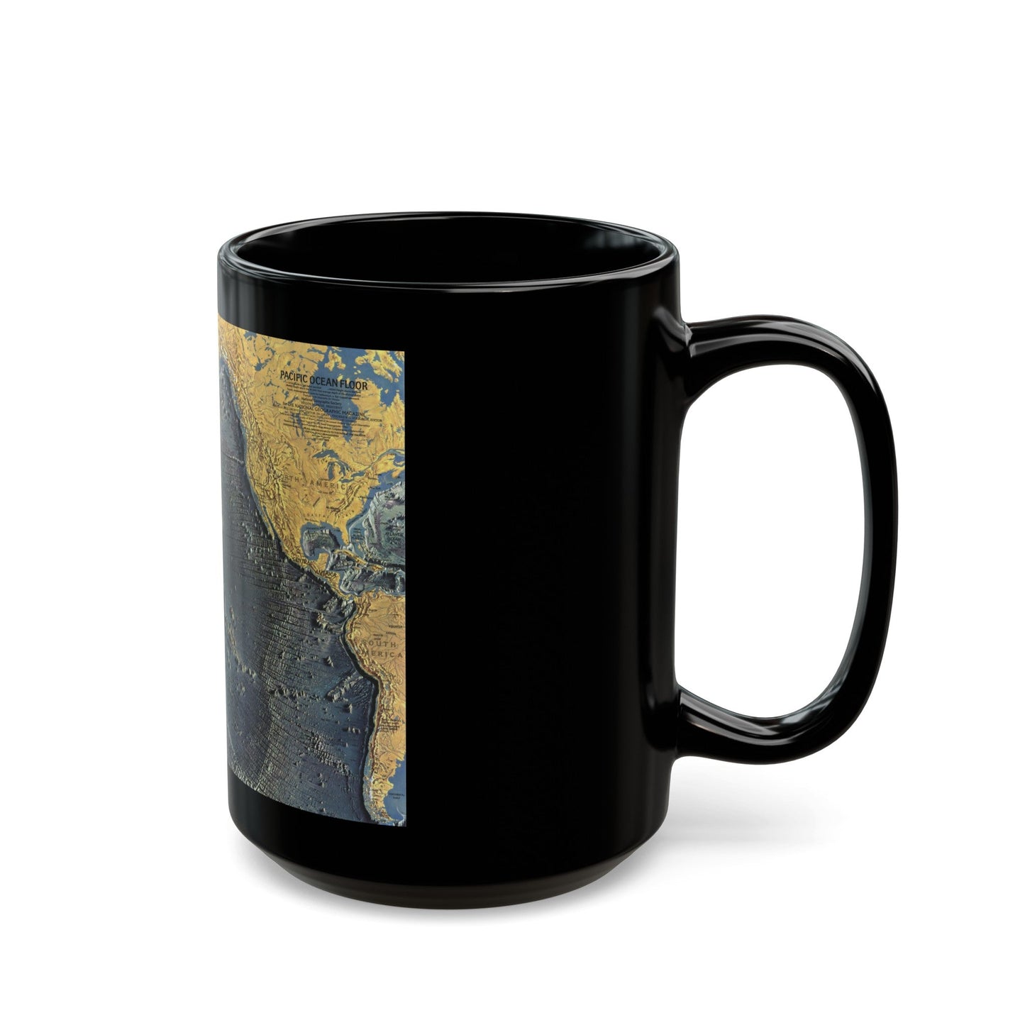 Pacific Ocean Floor (1969) (Map) Black Coffee Mug-The Sticker Space